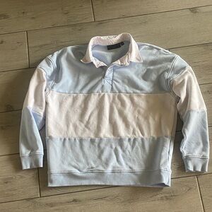 No Boundaries Light Blue and Cream Rugby Pullover